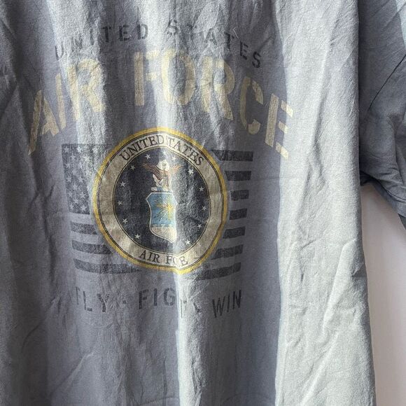 Bayside The True American Men's Graphic Tee US Air Force T-Shirt Casual Gray - Picture 2 of 7